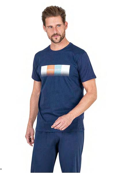 Pierre Cardin 6043 Erkek Kısa Kollu Penye Pijama Takımı-İndigo