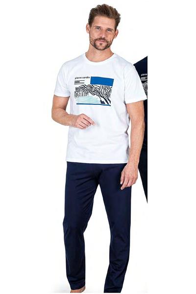 Pierre Cardin 6044 Erkek Kısa Kollu Penye Pijama Takımı-Beyaz