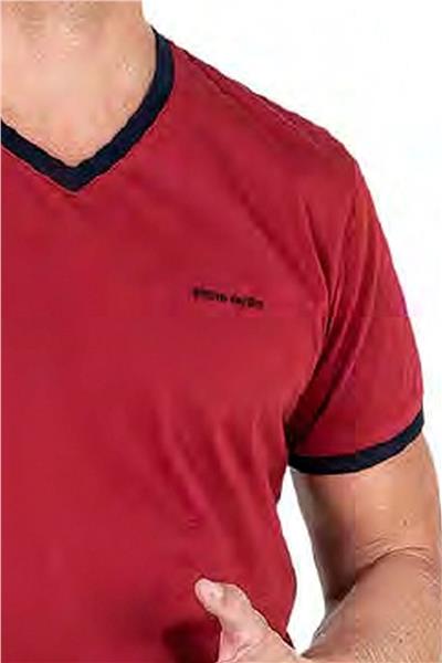 Pierre Cardin 6046 Erkek Kısa Kollu Penye Pijama Takımı-Bordo