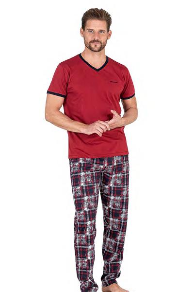 Pierre Cardin 6046 Erkek Kısa Kollu Penye Pijama Takımı-Bordo