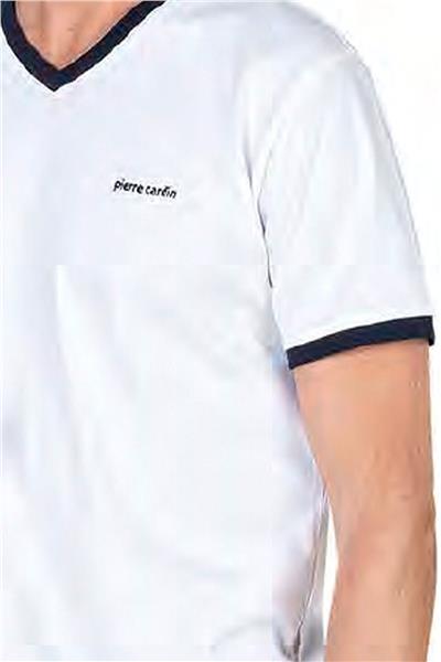 Pierre Cardin 6046 Erkek Kısa Kollu Penye Pijama Takımı-Beyaz