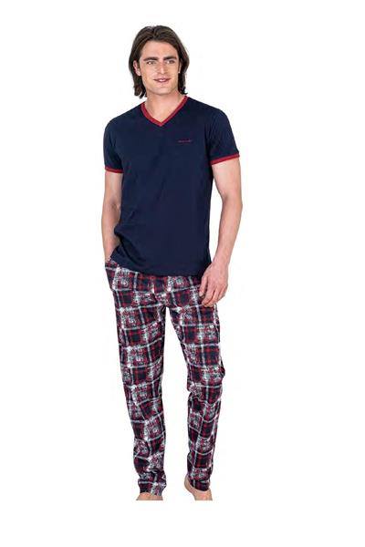 Pierre Cardin 6046 Erkek Kısa Kollu Penye Pijama Takımı-Lacivert