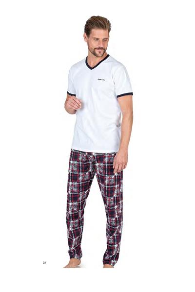 Pierre Cardin 6046 Erkek Kısa Kollu Penye Pijama Takımı-Beyaz