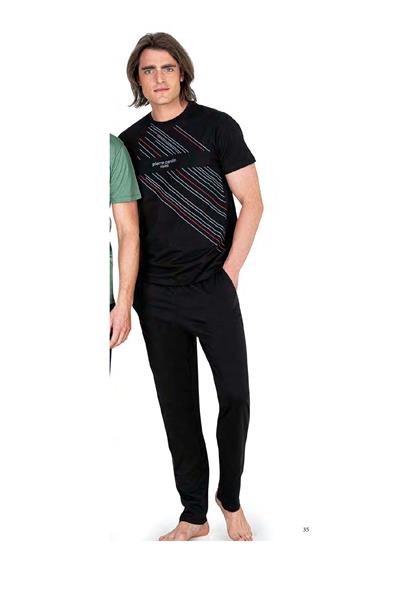 Pierre Cardin 6049 Erkek Kısa Kollu Penye Pijama Takımı-Siyah