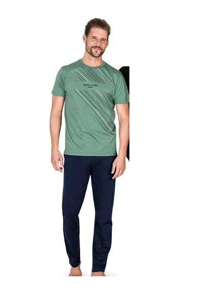 Pierre Cardin 6049 Erkek Kısa Kollu Penye Pijama Takımı-Yeşil