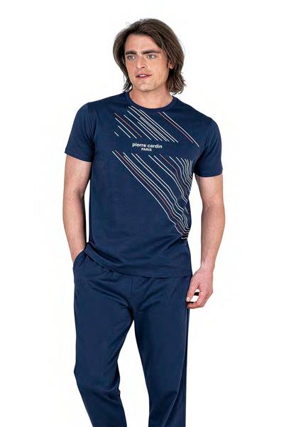 Pierre Cardin 6049 Erkek Kısa Kollu Penye Pijama Takımı-İndigo
