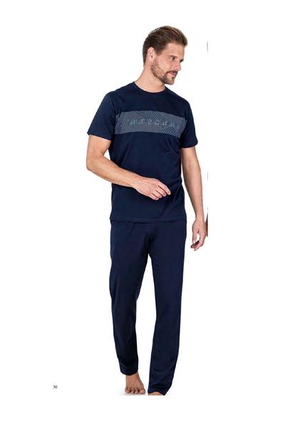 Pierre Cardin 6050 Erkek Kısa Kollu Penye Pijama Takımı-Lacivert