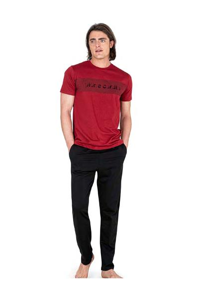 Pierre Cardin 6050 Erkek Kısa Kollu Penye Pijama Takımı-Bordo