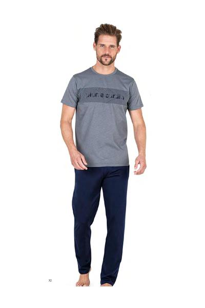 Pierre Cardin 6050 Erkek Kısa Kollu Penye Pijama Takımı-Gri