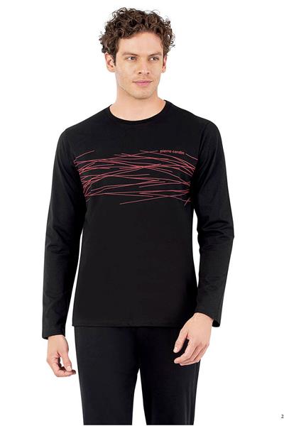 Pierre Cardin 6061 Erkek Uzun Kollu Bisiklet Yaka Pijama Takımı-Siyah