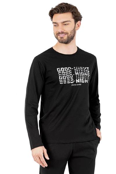Pierre Cardin 6062 Erkek Uzun Kollu Bisiklet Yaka Pijama Takımı-Siyah