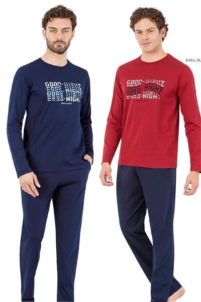 Pierre Cardin 6062 Erkek Uzun Kollu Bisiklet Yaka Pijama Takımı-Lacivert