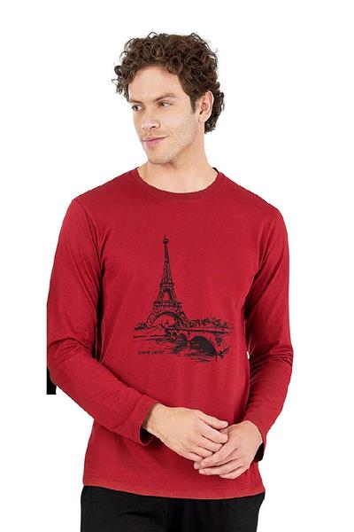 Pierre Cardin 6064 Erkek Uzun Kollu Bisiklet Yaka Pijama Takımı-Bordo