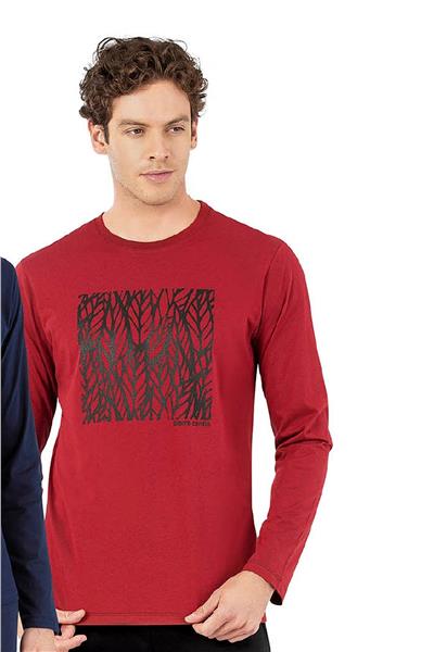 Pierre Cardin 6066 Erkek Uzun Kollu Bisiklet Yaka Pijama Takımı-Bordo