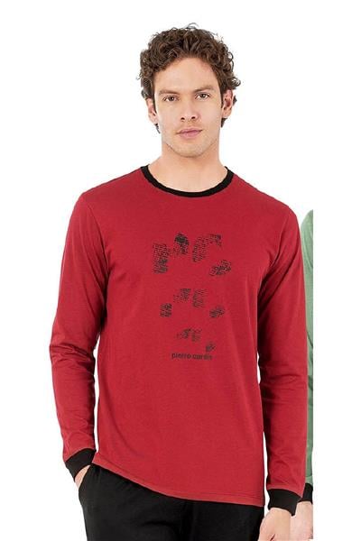 Pierre Cardin 6069 Erkek Uzun Kollu Bisiklet Yaka Pijama Takımı-Bordo