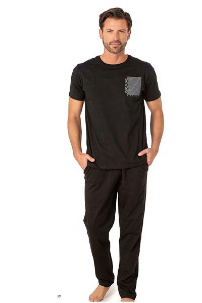 Pierre Cardin 6075 Erkek Kısa Kollu Bisiklet Yaka Pijama Takım-Siyah