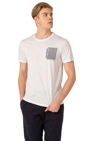 Pierre Cardin 6075 Erkek Kısa Kollu Bisiklet Yaka Pijama Takım-Beyaz
