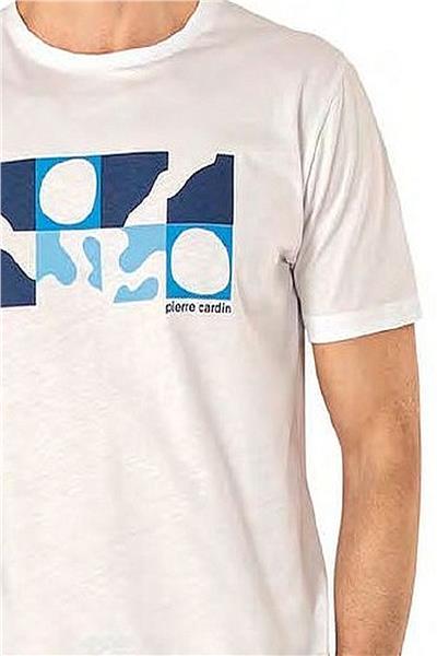 Pierre Cardin 6076 Erkek Kısa Kollu Bisiklet Yaka Pijama Takım-Beyaz