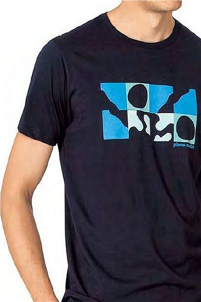 Pierre Cardin 6076 Erkek Kısa Kollu Bisiklet Yaka Pijama Takım-Lacivert