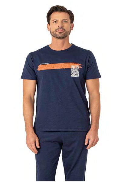 Pierre Cardin 6077 Erkek Kısa Kollu Bisiklet Yaka Pijama Takım-İndigo