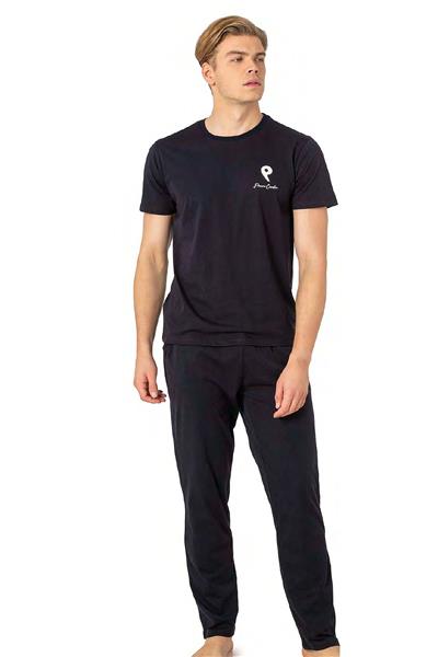 Pierre Cardin 6078 Erkek Kısa Kollu Bisiklet Yaka Pijama Takım-Lacivert