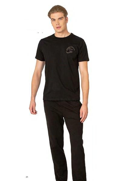 Pierre Cardin 6079 Erkek Kısa Kollu Bisiklet Yaka Pijama Takım-Siyah
