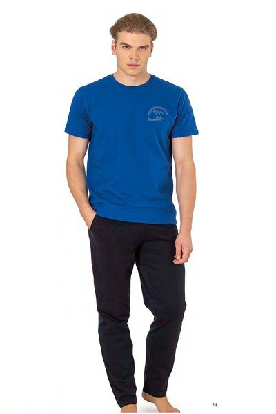 Pierre Cardin 6079 Erkek Kısa Kollu Bisiklet Yaka Pijama Takım-Saks