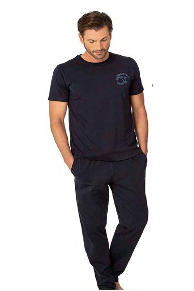 Pierre Cardin 6079 Erkek Kısa Kollu Bisiklet Yaka Pijama Takım-Lacivert