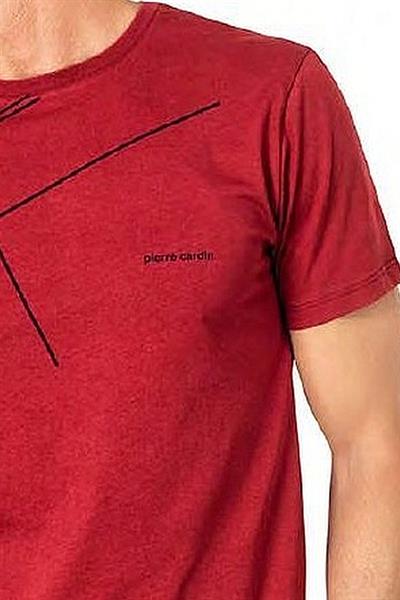 Pierre Cardin 6081 Erkek Kısa Kollu Bisiklet Yaka Pijama Takım-Bordo