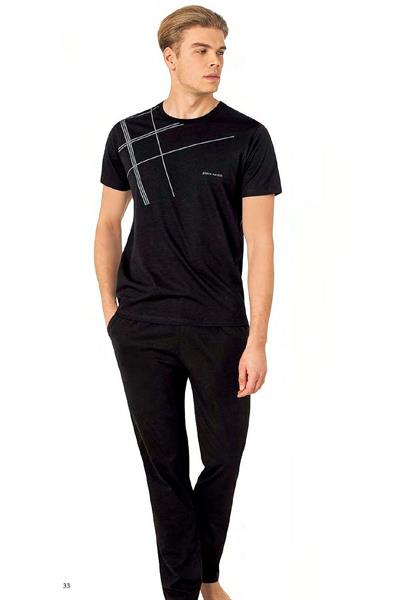 Pierre Cardin 6081 Erkek Kısa Kollu Bisiklet Yaka Pijama Takım-Siyah