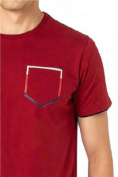 Pierre Cardin 6082 Erkek Kısa Kollu Bisiklet Yaka Pijama Takım-Bordo