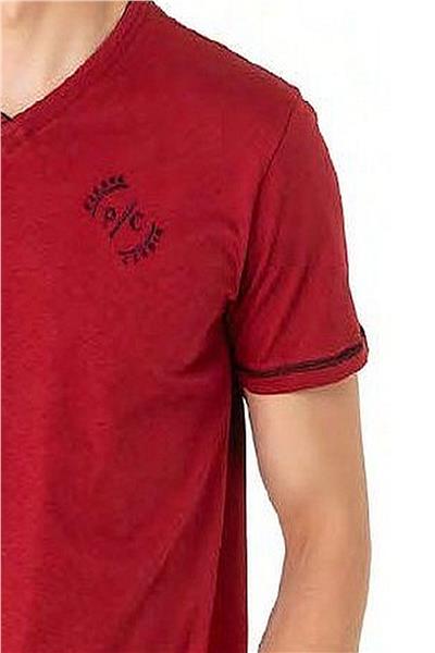 Pierre Cardin 6083 Erkek Kısa Kollu V Yaka Pijama Takım-Bordo