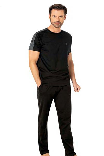 Pierre Cardin 6085 Erkek Kısa Kollu Bisiklet Yaka Pijama Takım-Siyah