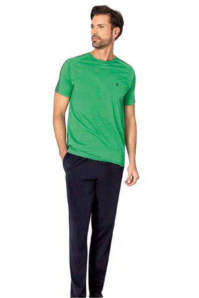 Pierre Cardin 6085 Erkek Kısa Kollu Bisiklet Yaka Pijama Takım-Yeşil