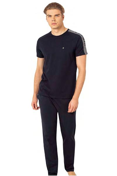 Pierre Cardin 6085 Erkek Kısa Kollu Bisiklet Yaka Pijama Takım-Lacivert
