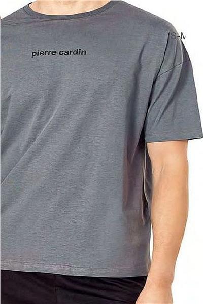 Pierre Cardin 6086 Erkek Kısa Kollu Bisiklet Yaka Oversize Pijama Takım-Koyugri