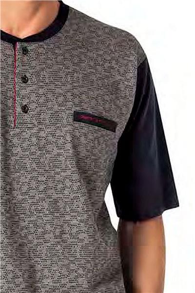 Pierre Cardin 6088 Erkek Kısa Kollu 3lü Jakarlı Pijama Takımı-Lacivert