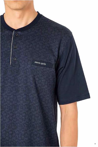 Pierre Cardin 6088 Erkek Kısa Kollu 3lü Jakarlı Pijama Takımı-Saks