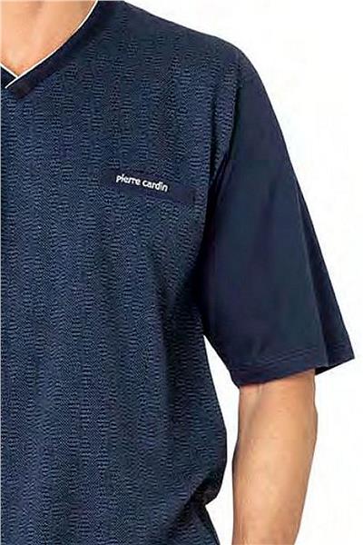 Pierre Cardin 6089 Erkek Kısa Kollu 3lü Jakarlı Pijama Takımı-Saks
