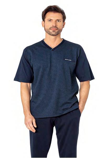 Pierre Cardin 6089 Erkek Kısa Kollu 3lü Jakarlı Pijama Takımı-Saks