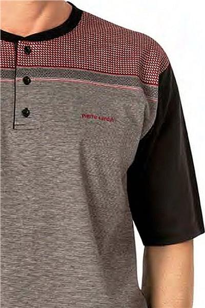 Pierre Cardin 6090 Erkek Kısa Kollu 3lü Jakarlı Pijama Takımı-Bordo