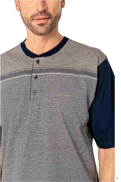 Pierre Cardin 6090 Erkek Kısa Kollu 3lü Jakarlı Pijama Takımı-Kahve