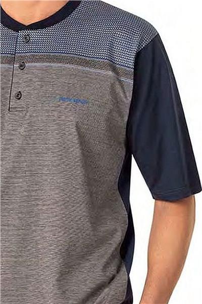 Pierre Cardin 6090 Erkek Kısa Kollu 3lü Jakarlı Pijama Takımı-Lacivert