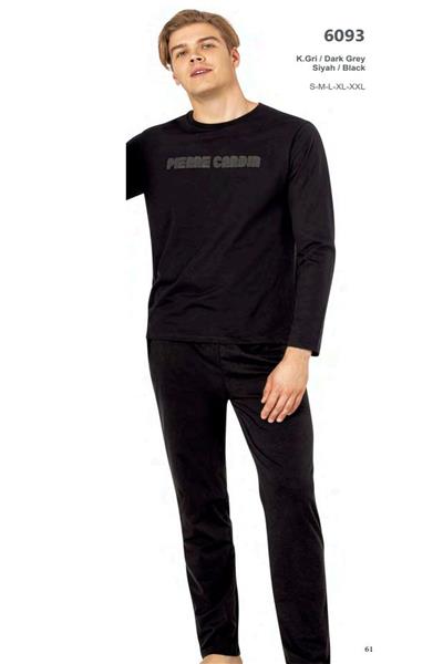 Pierre Cardin 6093 Erkek Uzun Kollu Bisiklet Yaka Pijama Takımı-Siyah