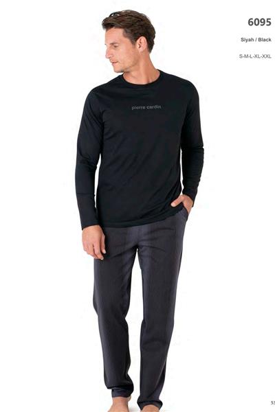 Pierre Cardin 6095 Erkek Uzun Kollu Bisiklet Yaka Pijama Takımı-Siyah