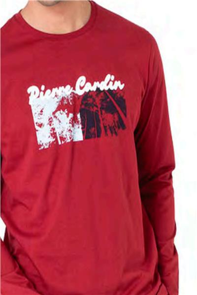 Pierre Cardin 6096 Erkek Uzun Kollu Bisiklet Yaka Pijama Takımı-Bordo