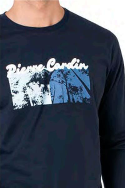 Pierre Cardin 6096 Erkek Uzun Kollu Bisiklet Yaka Pijama Takımı-Lacivert