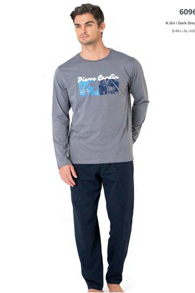 Pierre Cardin 6096 Erkek Uzun Kollu Bisiklet Yaka Pijama Takımı-Gri