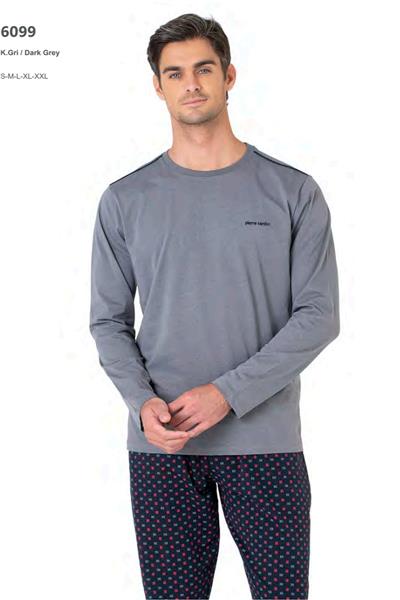 Pierre Cardin 6099 Erkek Uzun Kollu Bisiklet Yaka Pijama Takımı-Gri