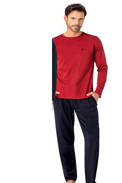 Pierre Cardin 6100 Erkek Uzun Kollu Bisiklet Yaka Pijama Takımı-Bordo